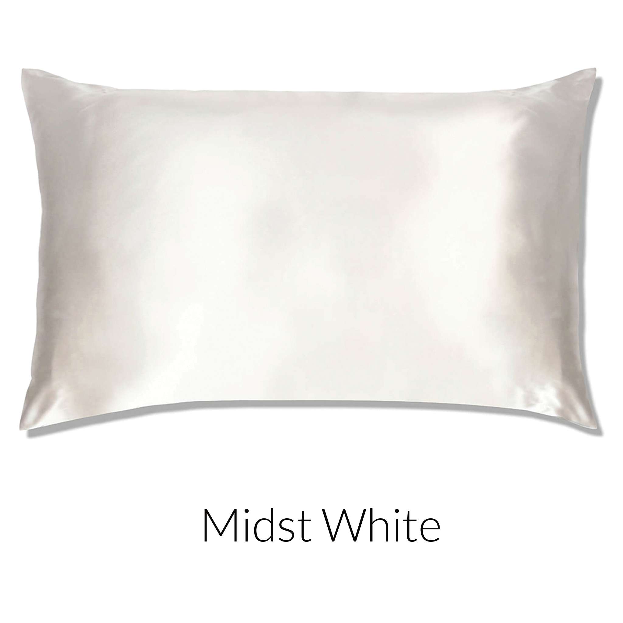 Midst White Mulberry Silk, 22 Momme Grade 6a PIillowcase with a pillow inside on white background